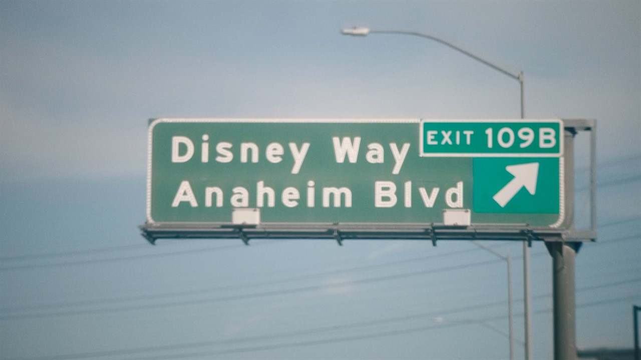 Road sign pointing to Disney Way