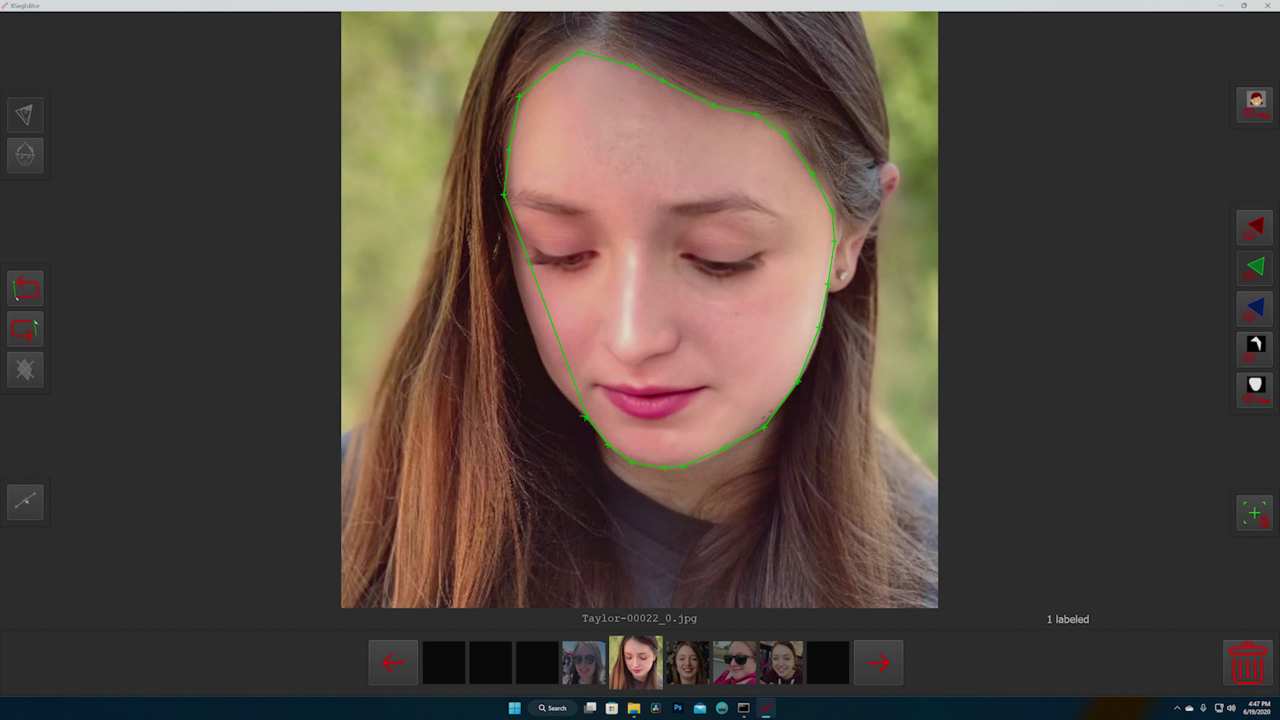 a woman's face being edited on a computer