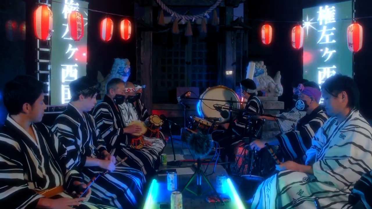 a group of people playing music