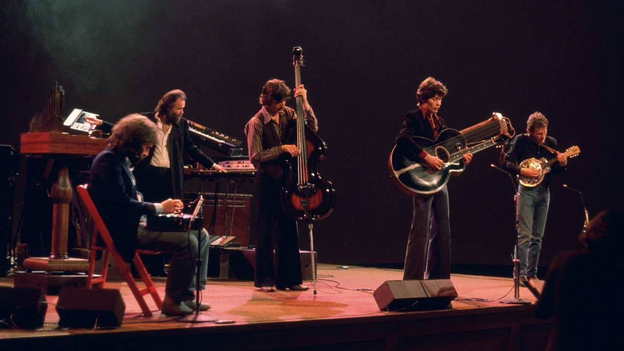 five men playing music