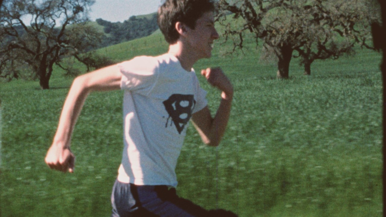Man running in field