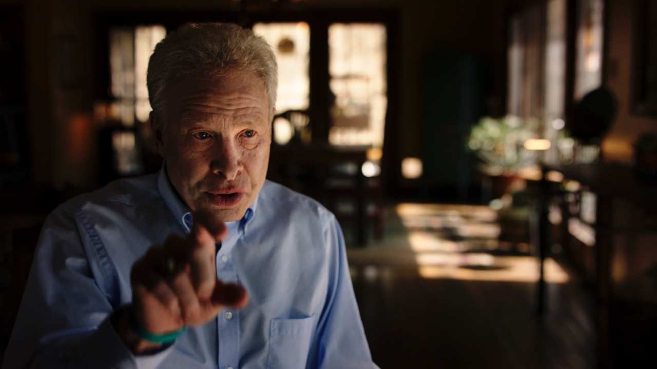 a man pointing